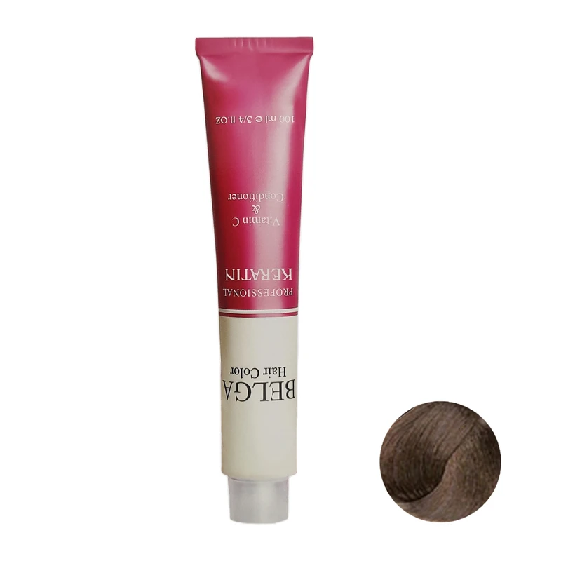 بلگا رنگ مو بلگا با رنگ بلوند تیره شماره 6.0، حجم 100 میلی‌لیتر، حاوی کراتین، ویتامین C و نرم کننده